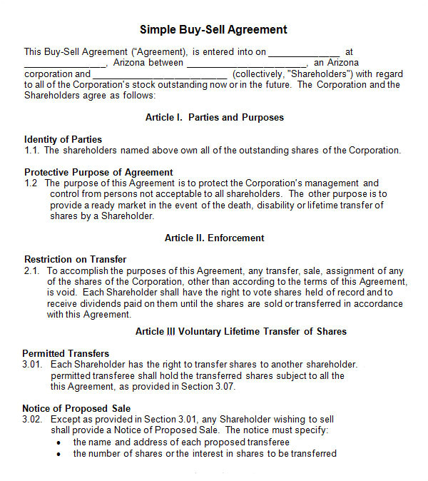 Buy Sell Agreements Templates 17 Sample Buy Sell Agreement Templates Sample Templates