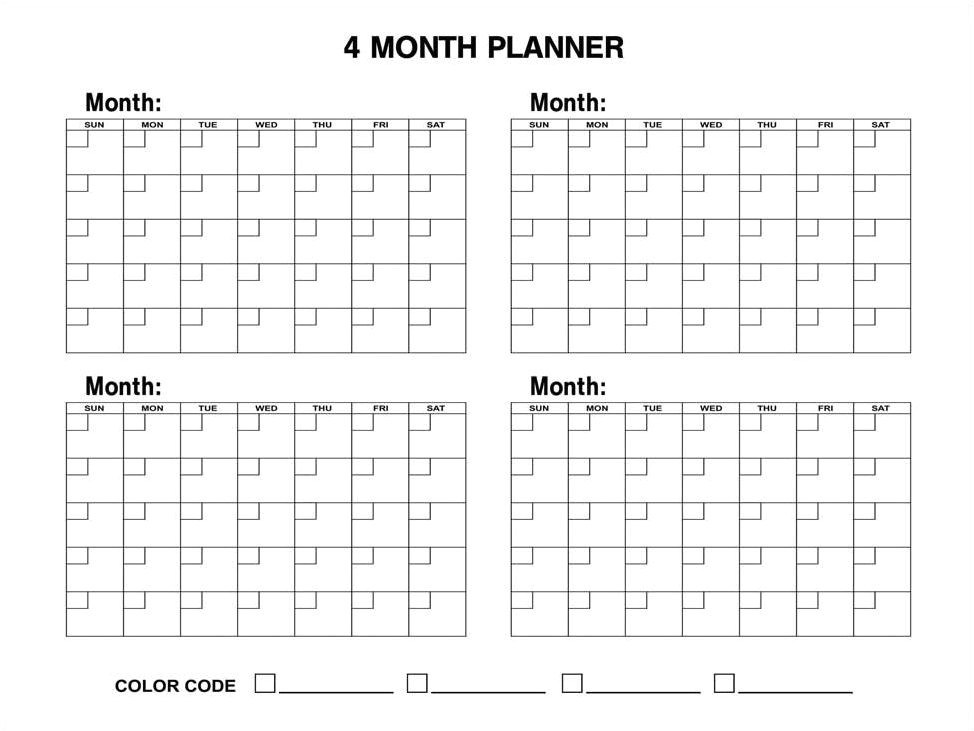 Calendar Template 4 Months Per Page Four Month Per Page Calendar Template Autos Post