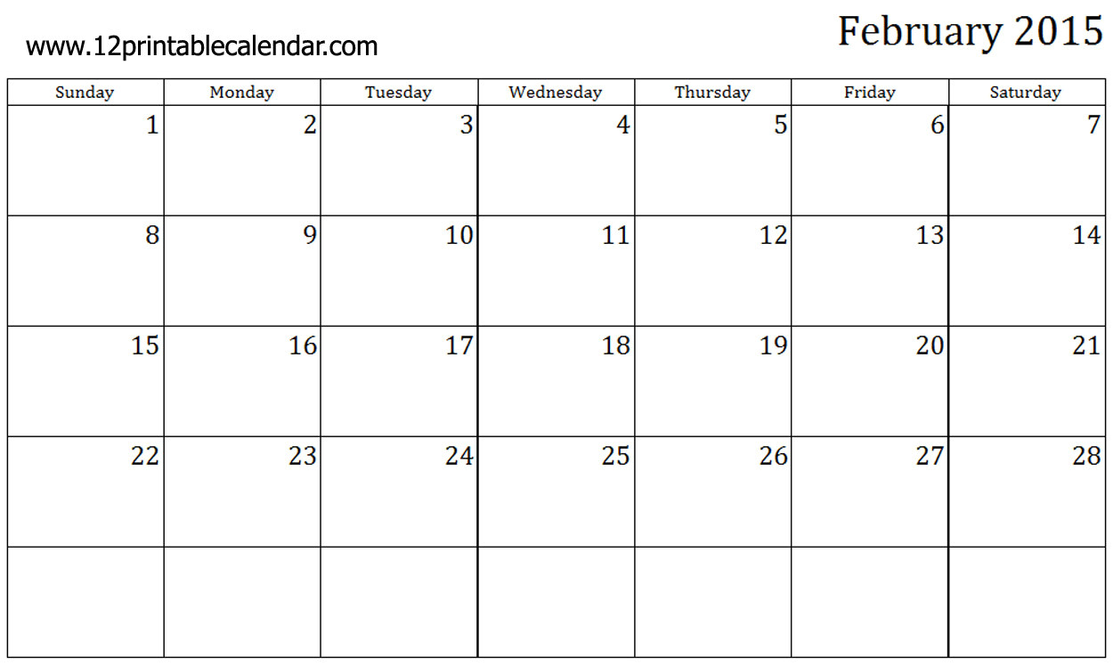 Calendar Template for February 2015 8 Best Images Of Free Printable February 2015 Calendar