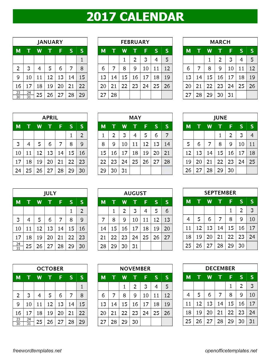 Calendar Template for Openoffice 2017 Calendar Template Open Office Templates