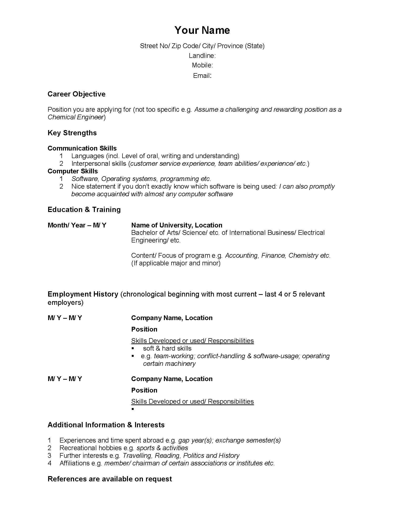 Canadian Style Resume and Cover Letter Canadian Style Resume Bongdaao Com
