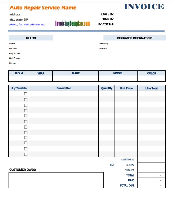 Car Repair Receipt Template Free 6 Repair Receipt Templates Free Sample Example format