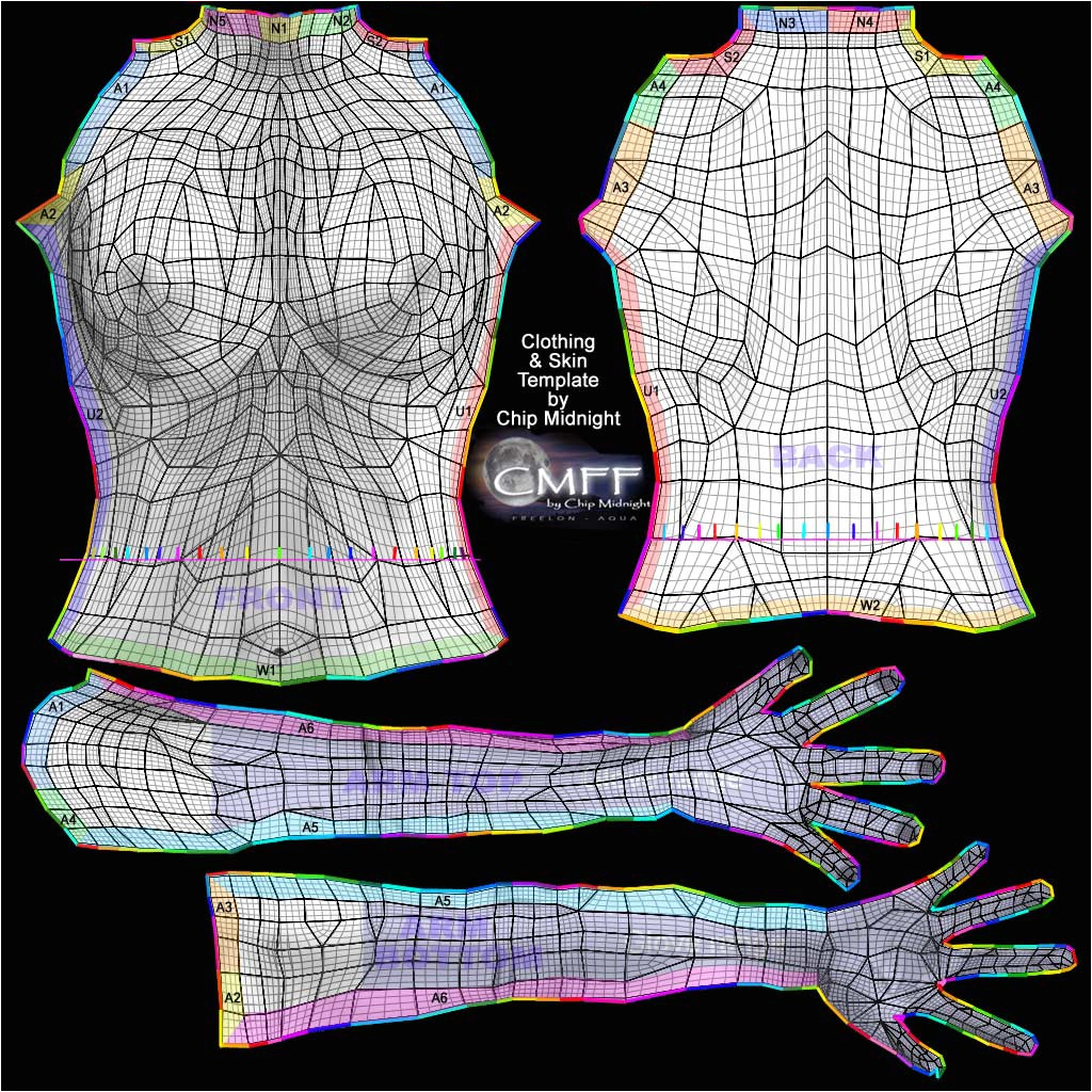Chip Midnight Templates Designing Clothing for Sl Part 5 Various Uv Map Templates