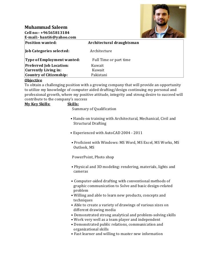 Civil Draughtsman Resume Sample Resume for Draughtsman