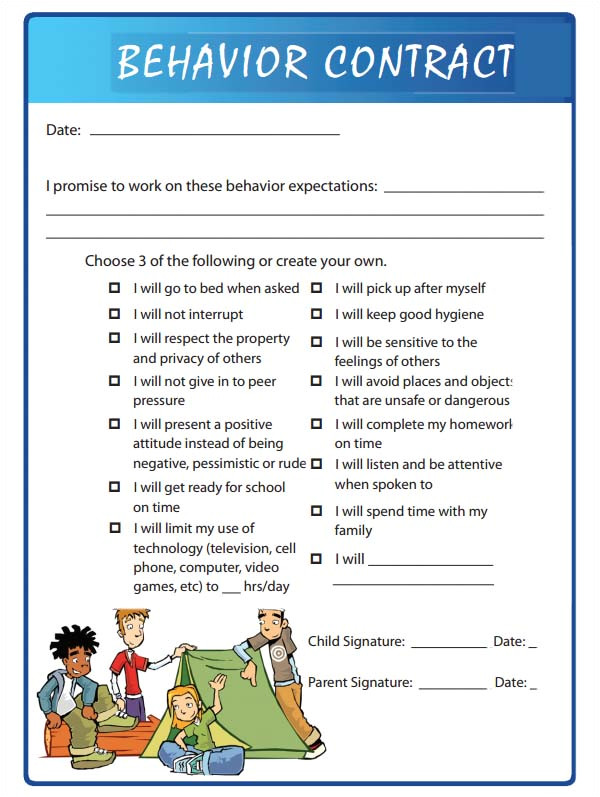 Contract Template for Kids 15 Behaviour Contract Templates Sample Templates