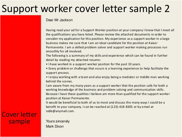 cover letter for disability support worker without experience
