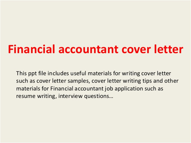 Cover Letter for Financial Accountant Job Application Financial Accountant Cover Letter