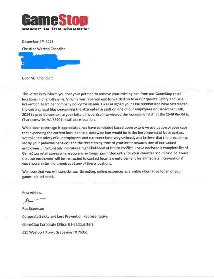 Cover Letter for Gamestop Permanent Ban From Gamestop Chris Chan Cwc Christian