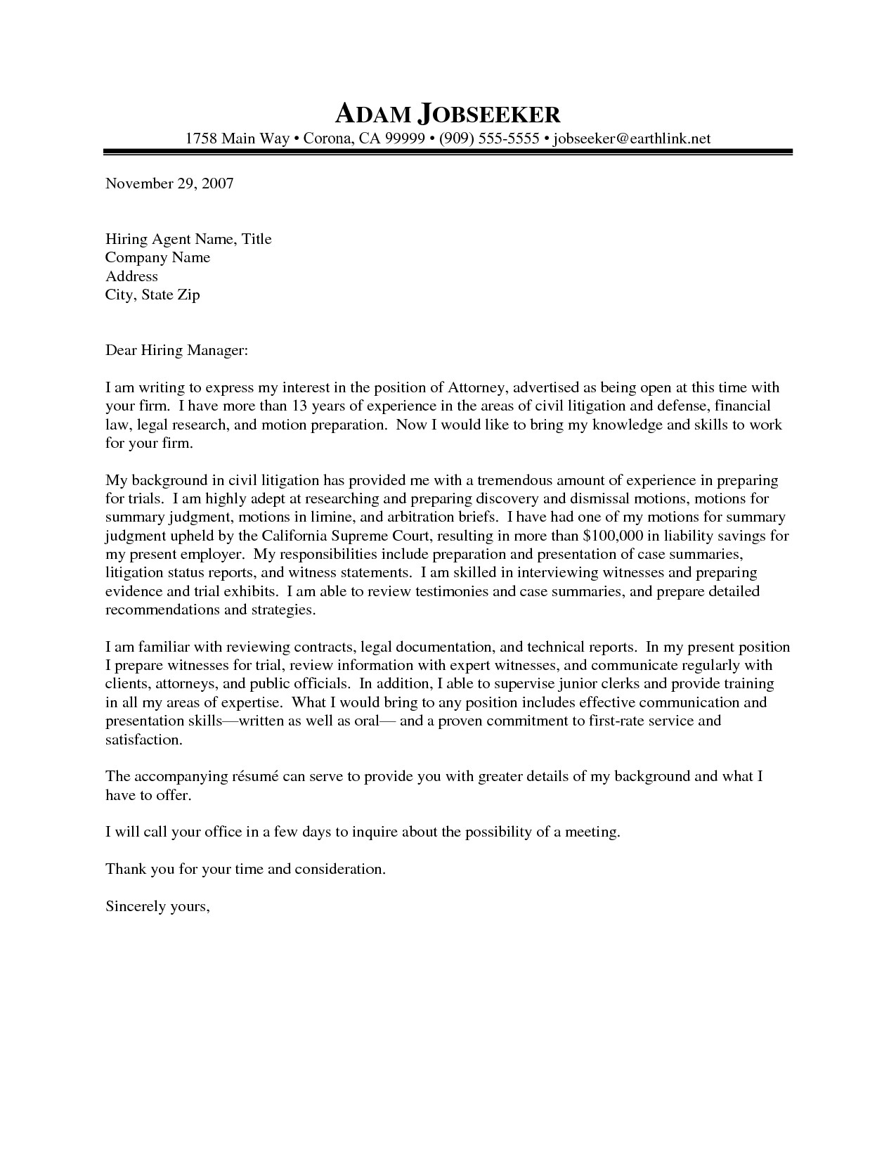 Cover Letter for In House Counsel Position Cover Letter In House Counsel the Letter Sample