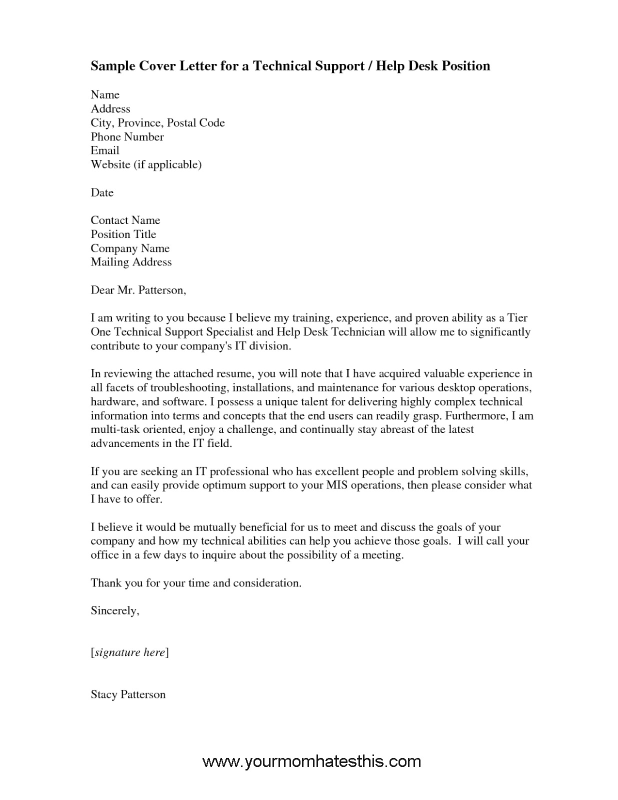 Cover Letter for It Help Desk Position Cover Letter Samples Download Free Cover Letter Templates