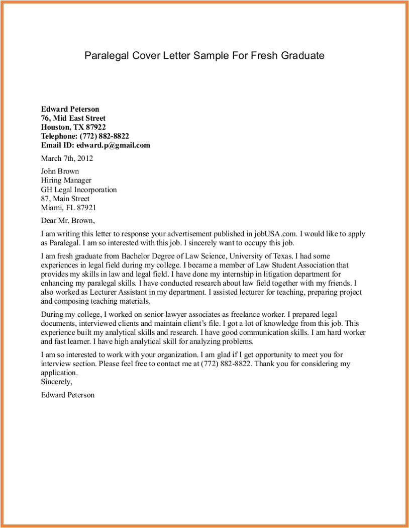 paralegal cover letter examples no experience