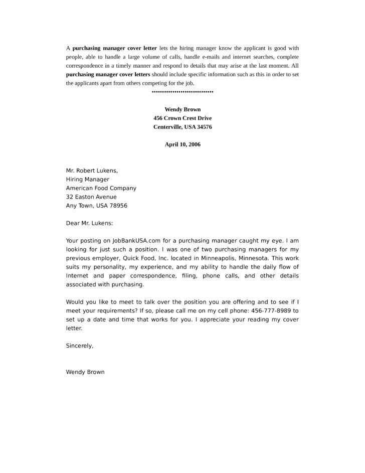 Cover Letter for Purchasing Manager Basic Purchasing Manager Cover Letter Samples and Templates