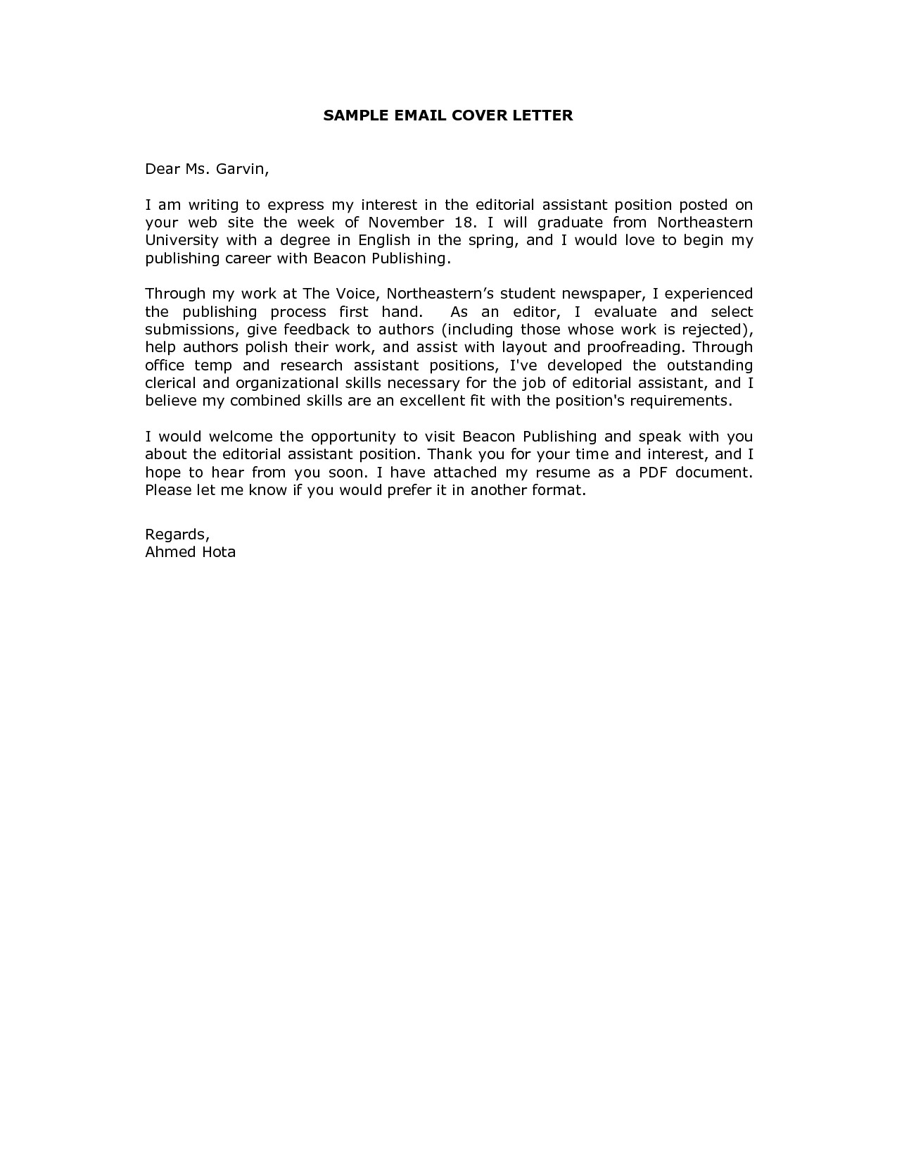 Cover Letter In Email or attachment Email Resume Cover Letter Template Learnhowtoloseweight Net