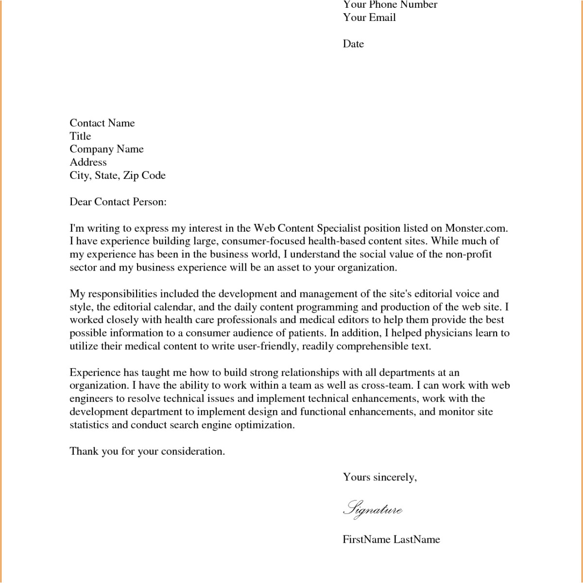 Cover Letter Submitted Online Cover Letter Online Submission format