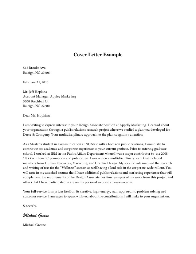 Covering Letter Content Cover Letter Content