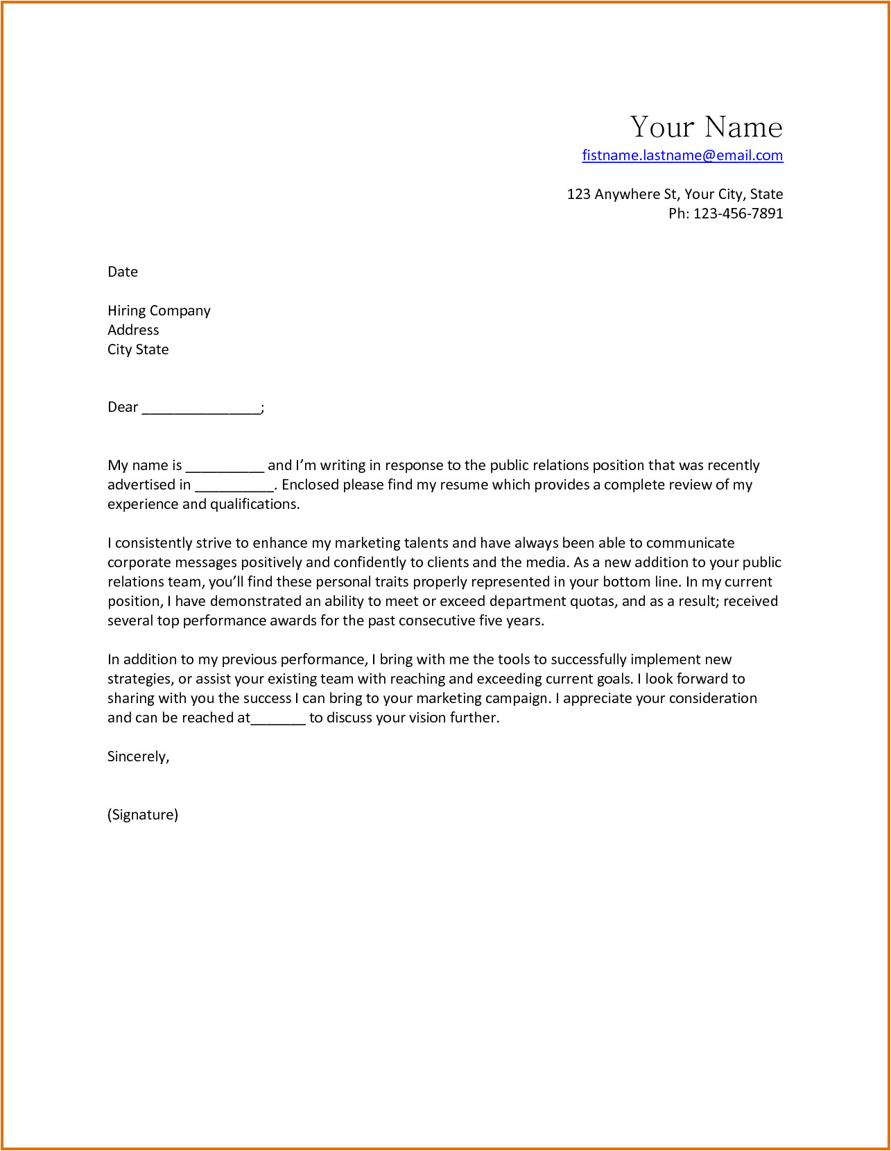 cover letter examples for job interview