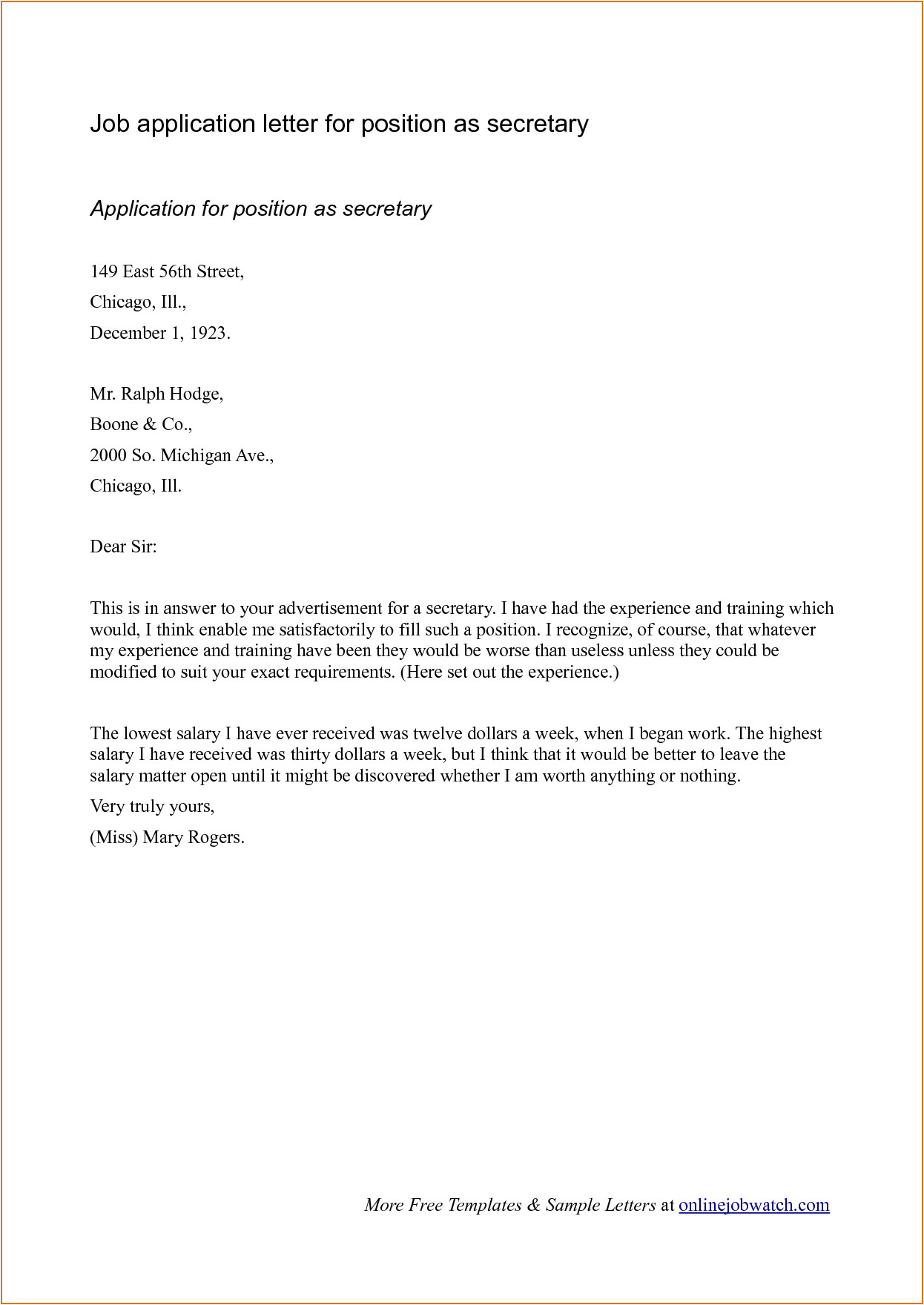 Covering Letter when Applying for A Job Sample Cover Letter format for Job Application