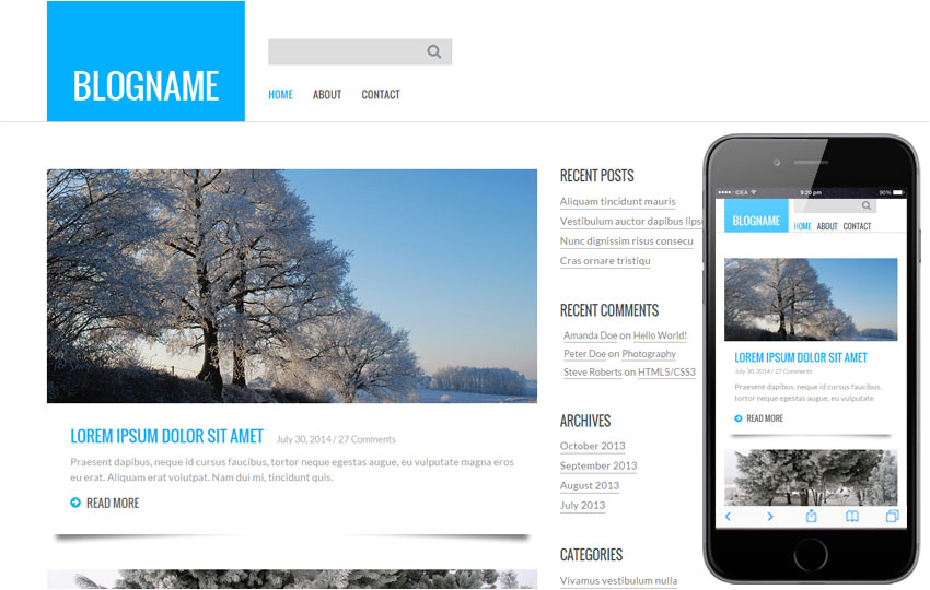 Create Blog Page Template WordPress Personal Blog A Blogging Category Flat Bootstrap