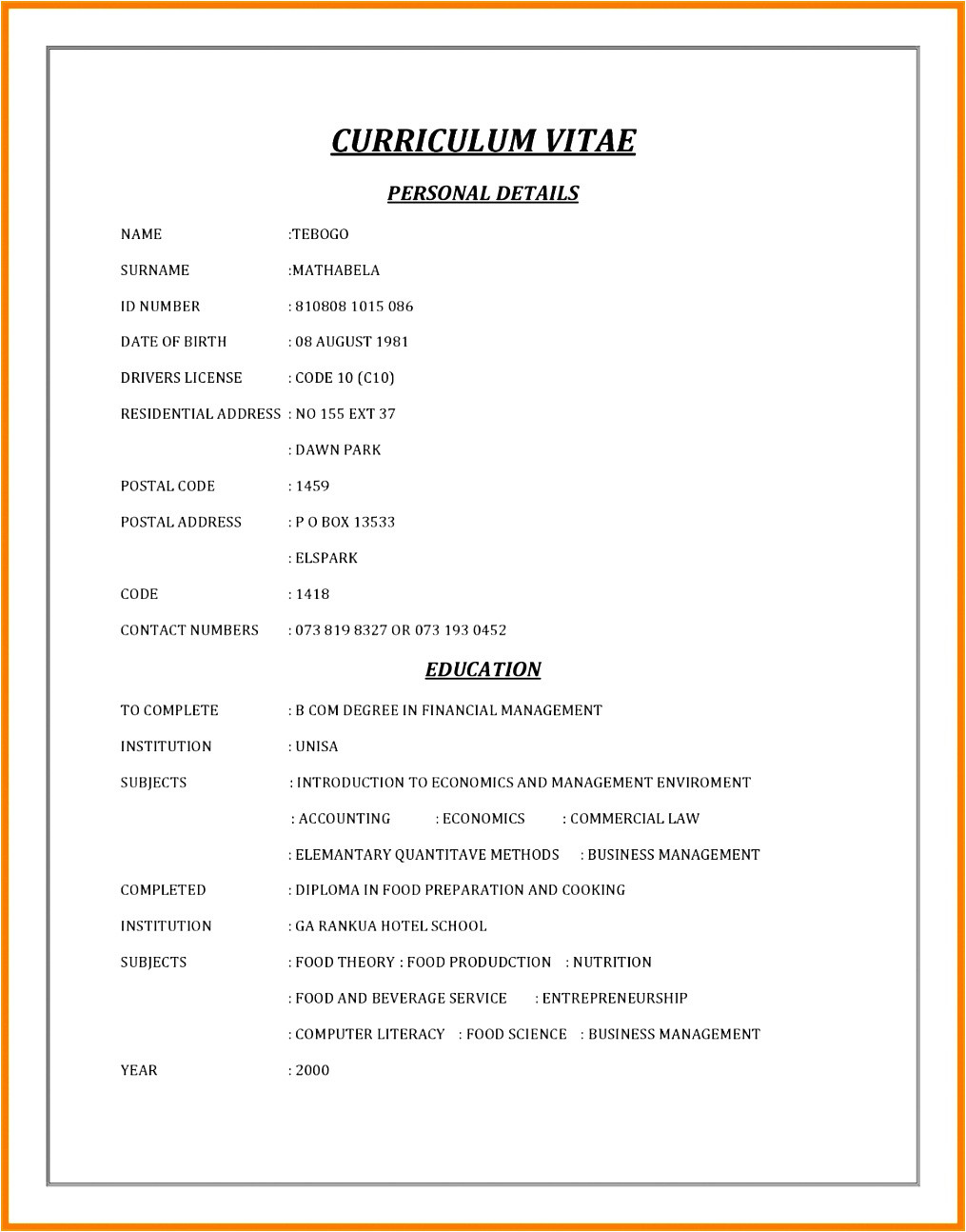 Get Cv Template Word South Africa Pics Plural Riset