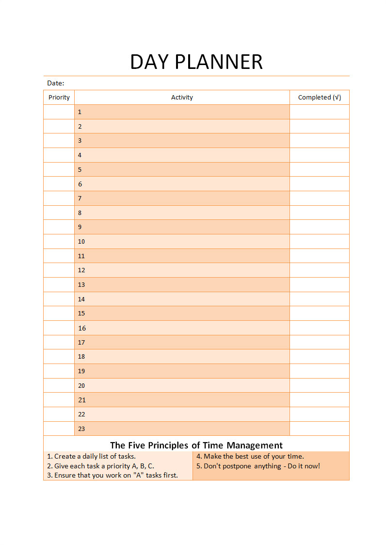 Day to Day Planner Template Free 7 Best Images Of Free Printable Day Planner Templates
