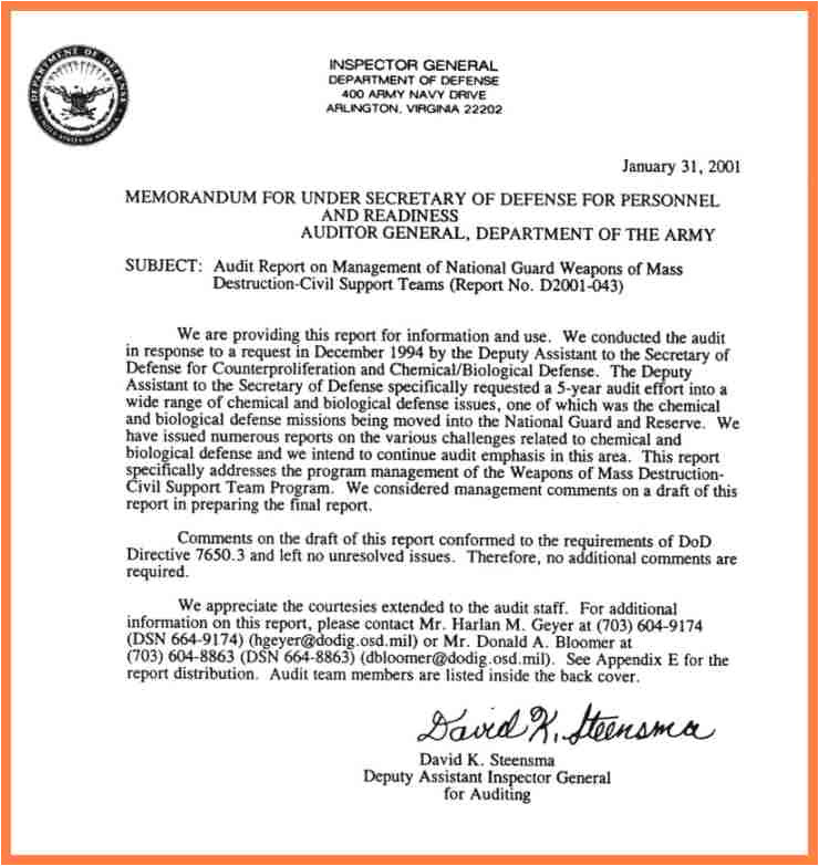 Dod Memo Template 8 Department Of Defense Letterhead Template Company