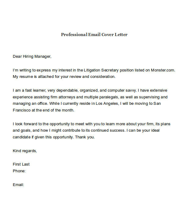emailing resume and cover letter example