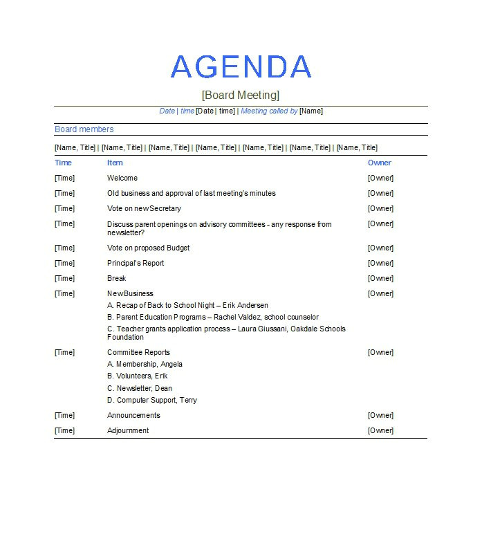 Example Of A Meeting Agenda Template 46 Effective Meeting Agenda Templates Template Lab