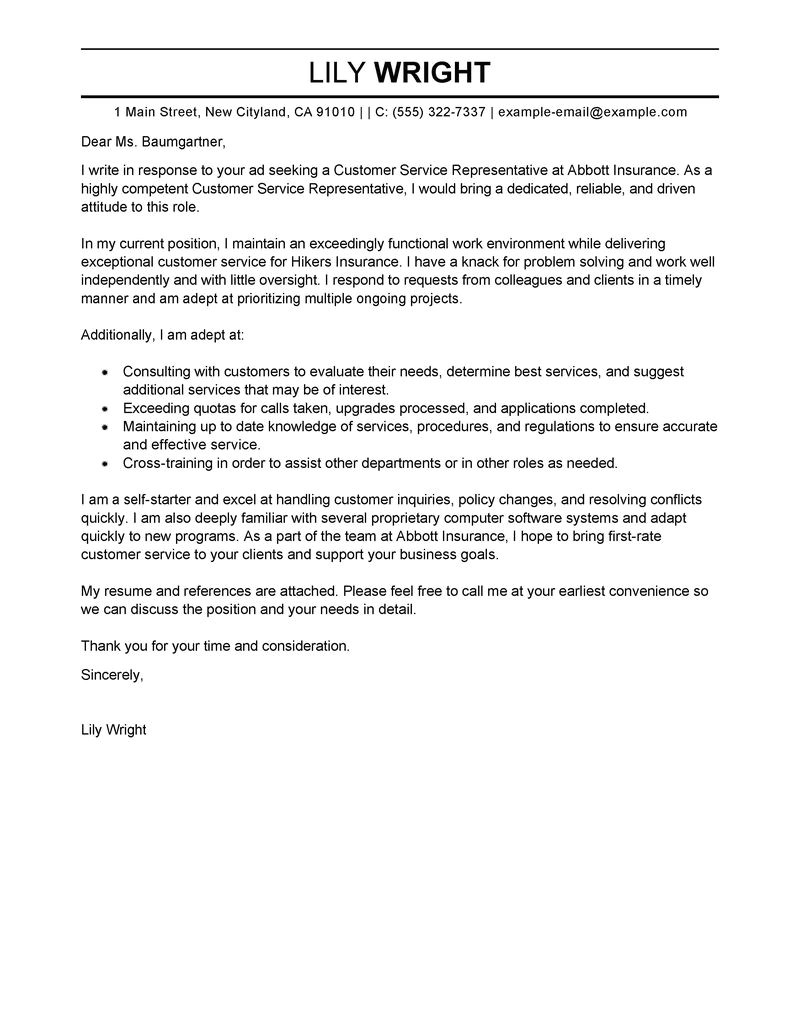 Example Of Cover Letter For Customer Service Job Williamson ga us Example Of Cover Letter For Customer Service Job Williamson ga us