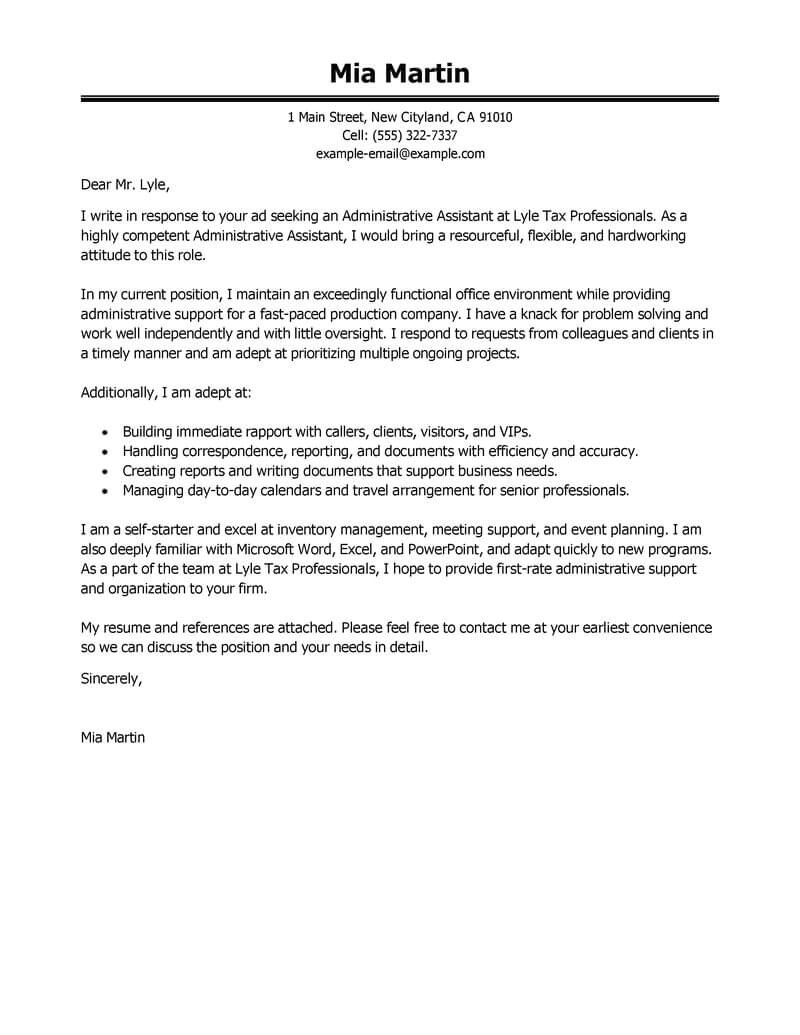 Examples Of Cover Letters for Admin Jobs Best Administrative assistant Cover Letter Examples