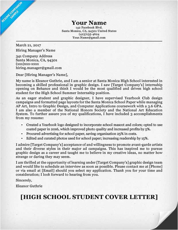 what should a student put in a cover letter