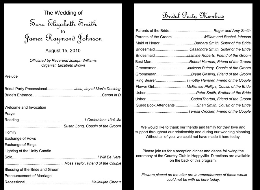 Examples Of Wedding Programs Templates 37 Printable Wedding Program Examples Templates