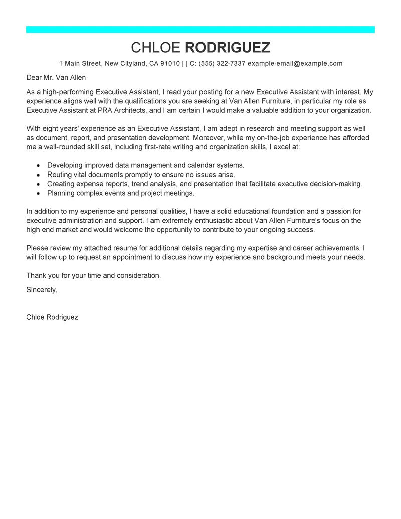 Executive assistant Cover Letter 2014 Leading Professional Executive assistant Cover Letter