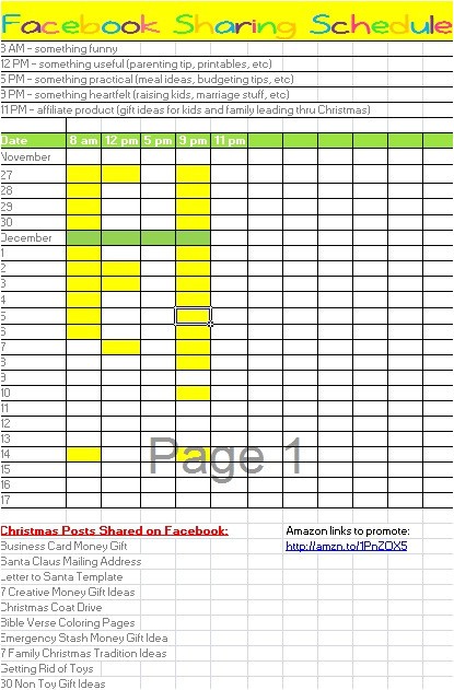 Facebook Posting Schedule Template Facebook Post Sharing Schedule Editable Excel Template