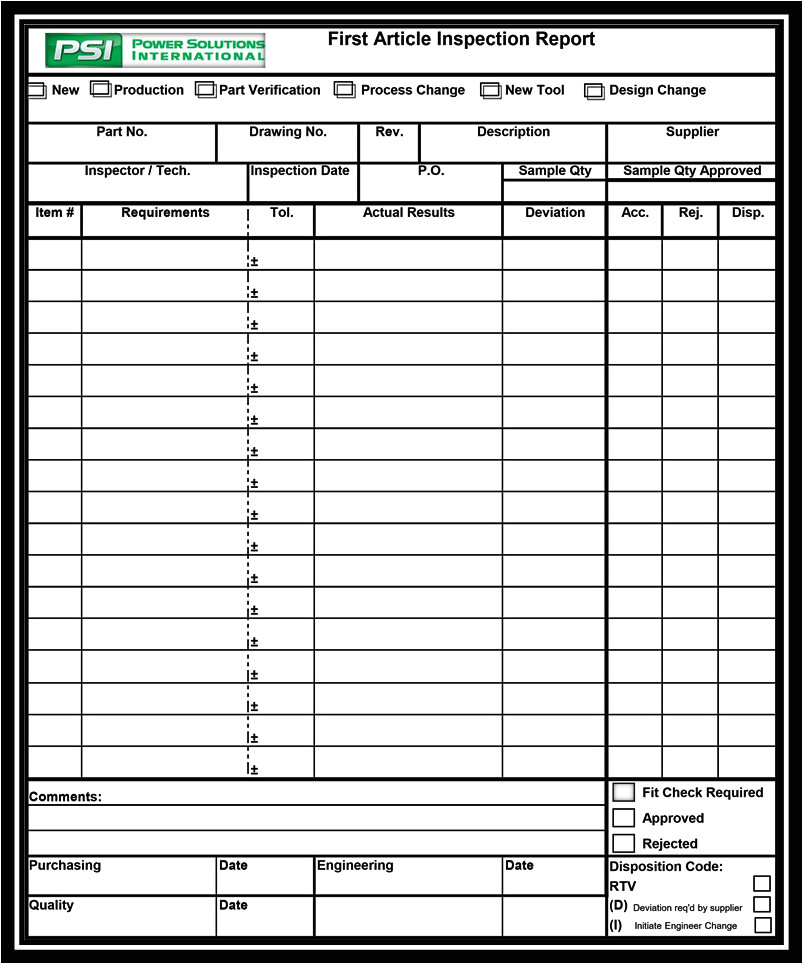 First Article Inspection form Template 29 Images Of In Process Inspection Template Leseriail Com
