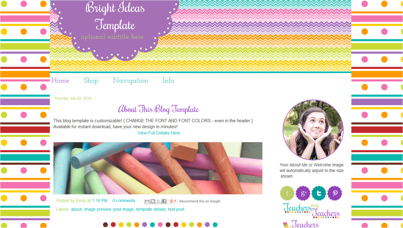 Free Blog Templates for Teachers Bright Fun Premade Teacher Blog Template Bright Ideas