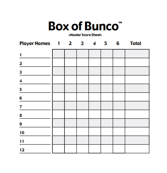 Free Bunco Scorecard Template 13 Sample Bunco Score Sheets Templates to ...