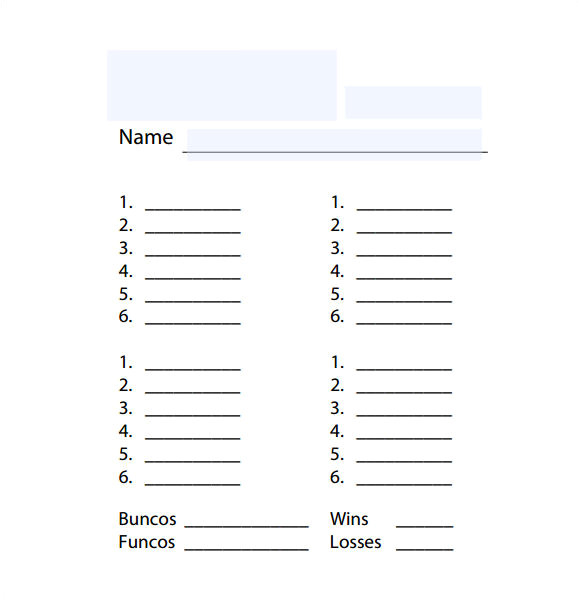 Free Bunco Scorecard Template 13 Sample Bunco Score Sheets Templates to Download