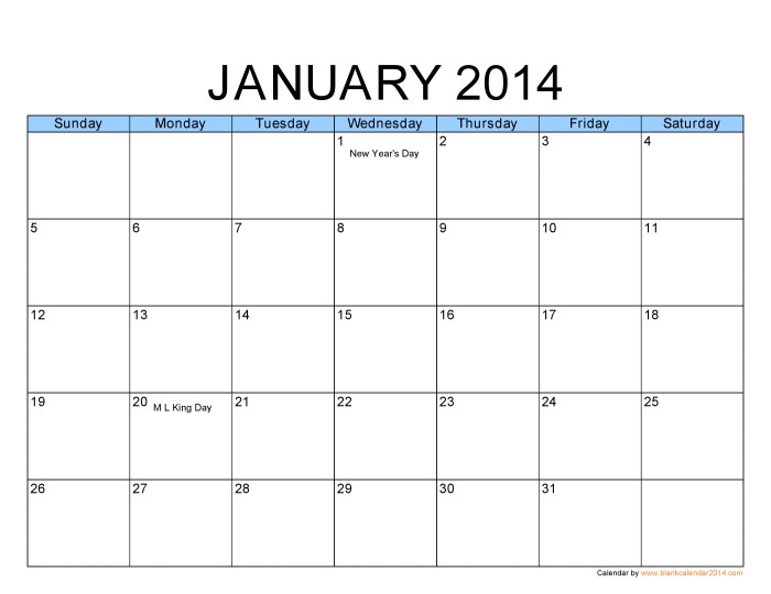 Free Monthly Calendar Templates 2014 Free Printable 2014 Monthly Calendar Template Calendar