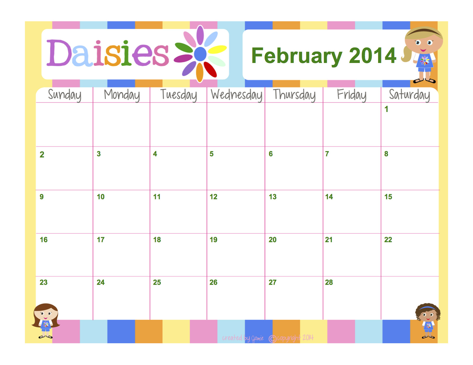 Girl Scout Calendar Template My Fashionable Designs Girl Scouts Daisies Free