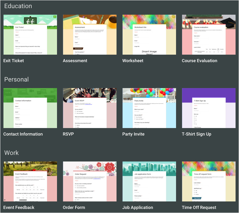 Google Doc forms Templates form Publisher now Available with New Google forms