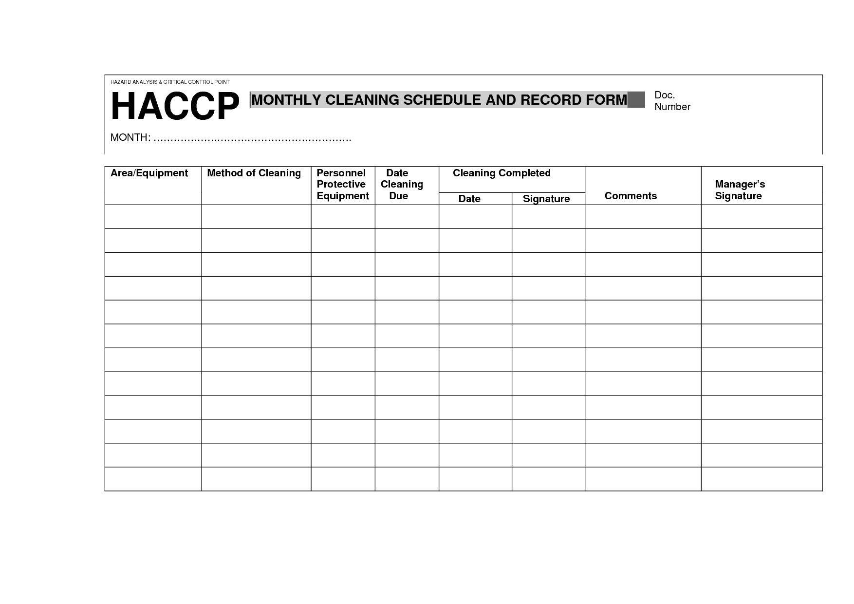 Haccp Checklist Template williamsonga.us
