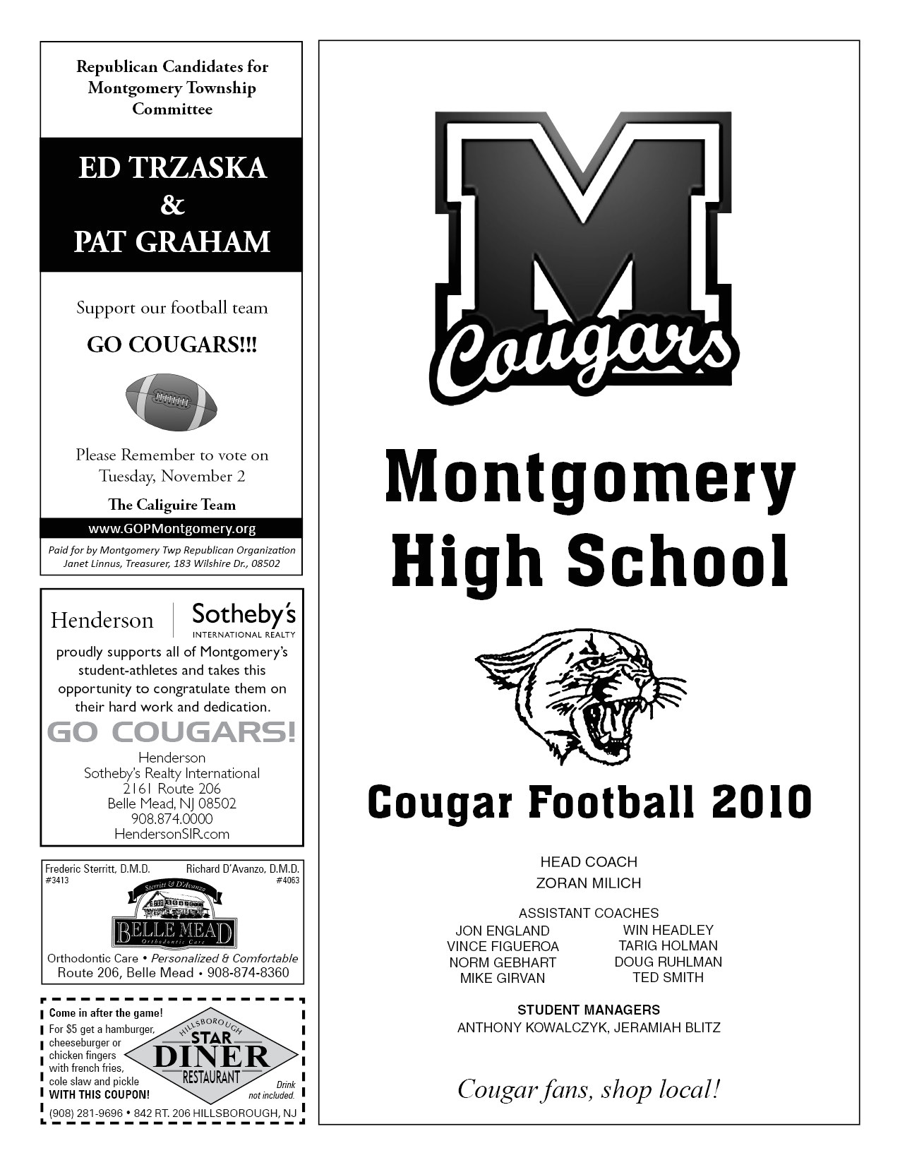 High School Football Program Template Game Day Program Montgomery High School Football