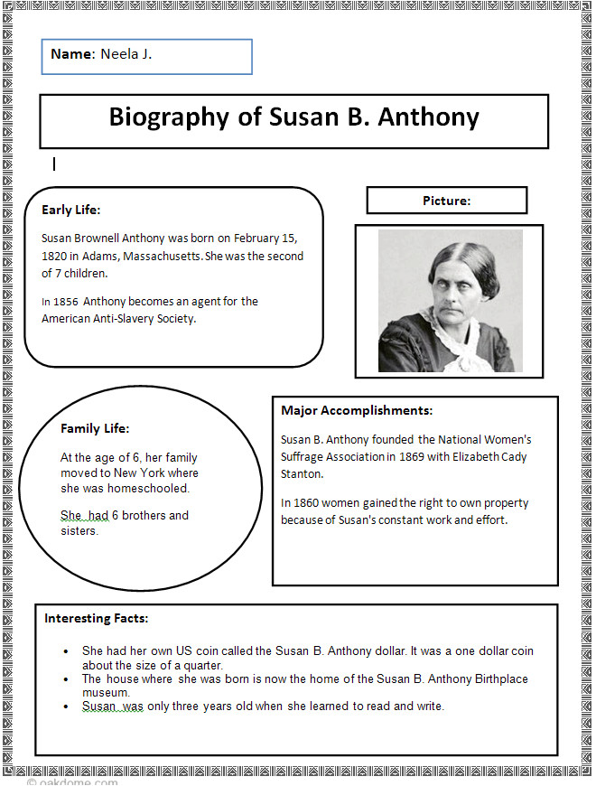 biography writing for class 5