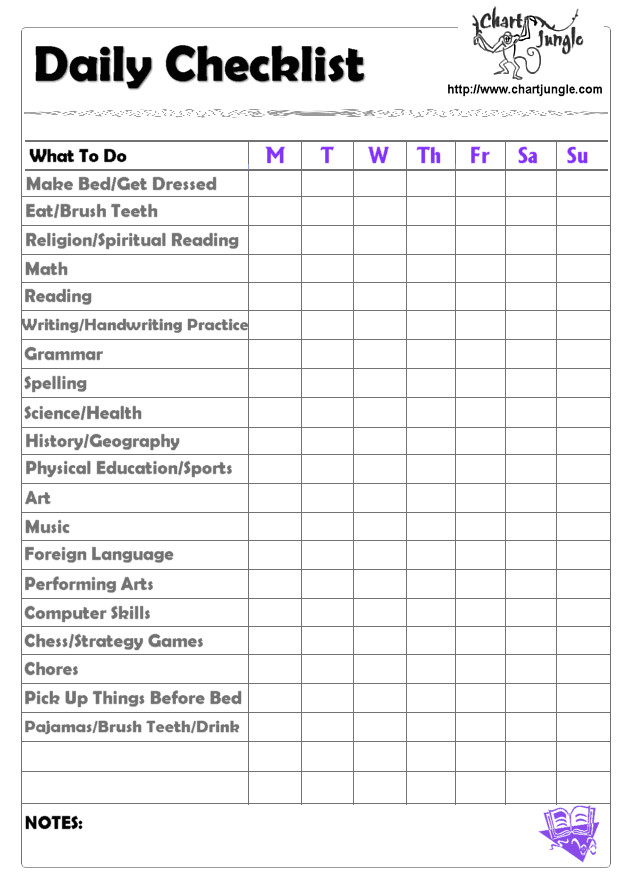 Homeschool Checklist Template Daily Homeschool Checklist because 1 Will Def Do Better