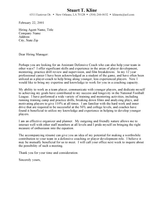 How to Write A Cover Letter for A Coaching Job Cover Letter for Coaching Position the Letter Sample