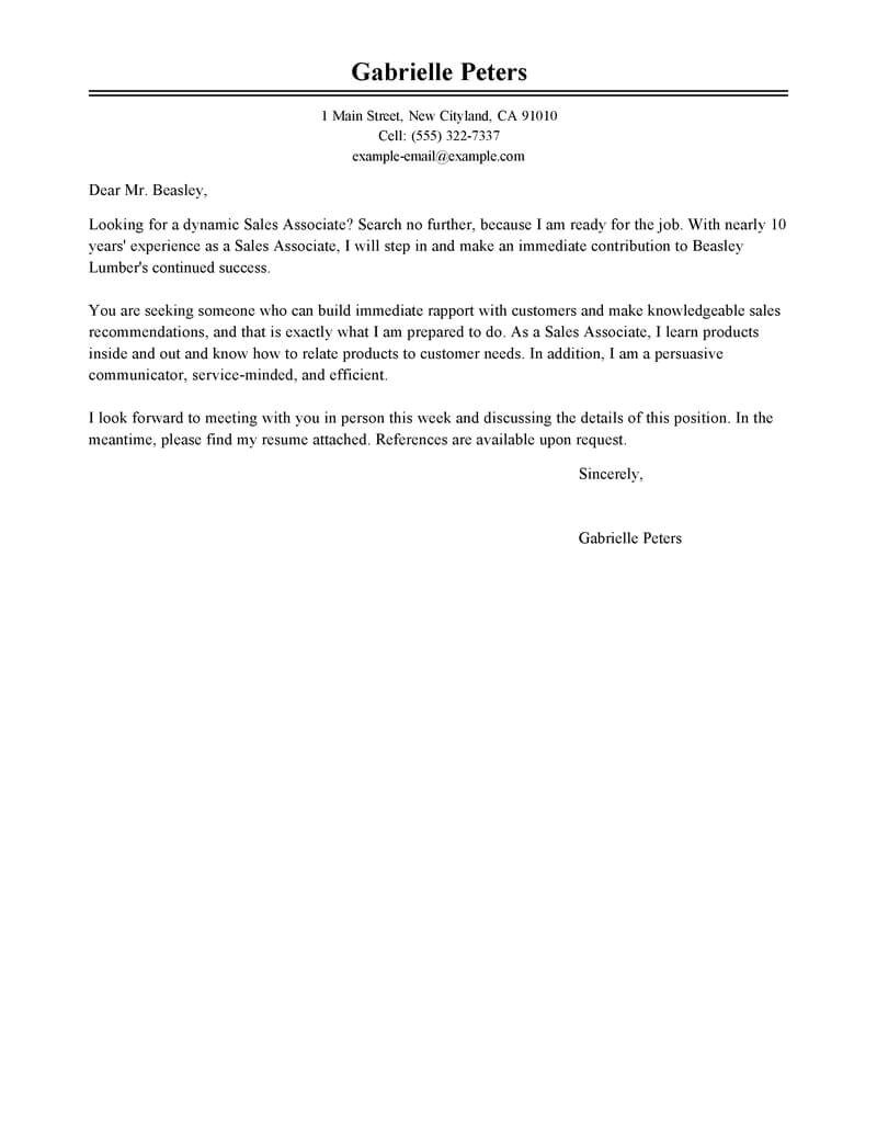 How to Write A Cover Letter for A Sales Position Best Sales Cover Letter Examples Livecareer