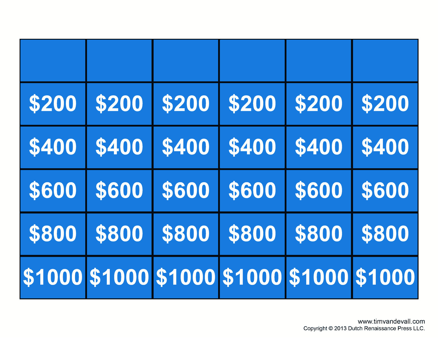 Jepordy Template Free Jeopardy Template Make Your Own Jeopardy Game
