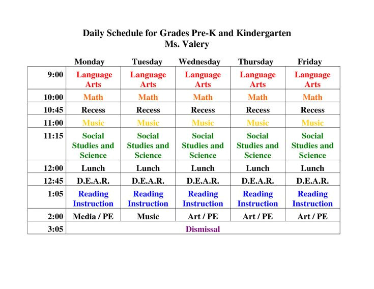 Kindergarten Timetable Template Pin Daily Schedule for Grades Pre K and ...