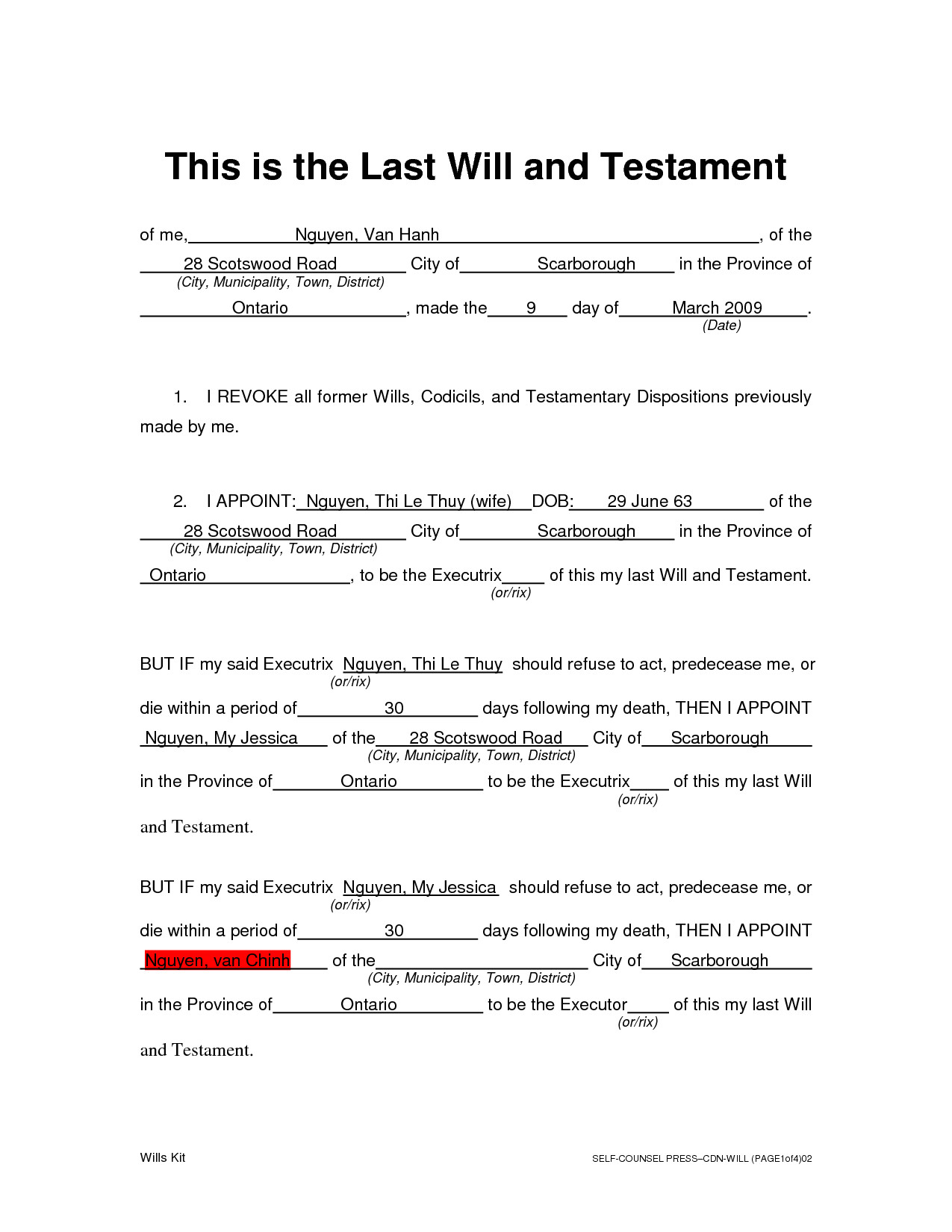 Last Will and Testament Template Ontario Best Photos Of Will and Testament Sample Sections Sample