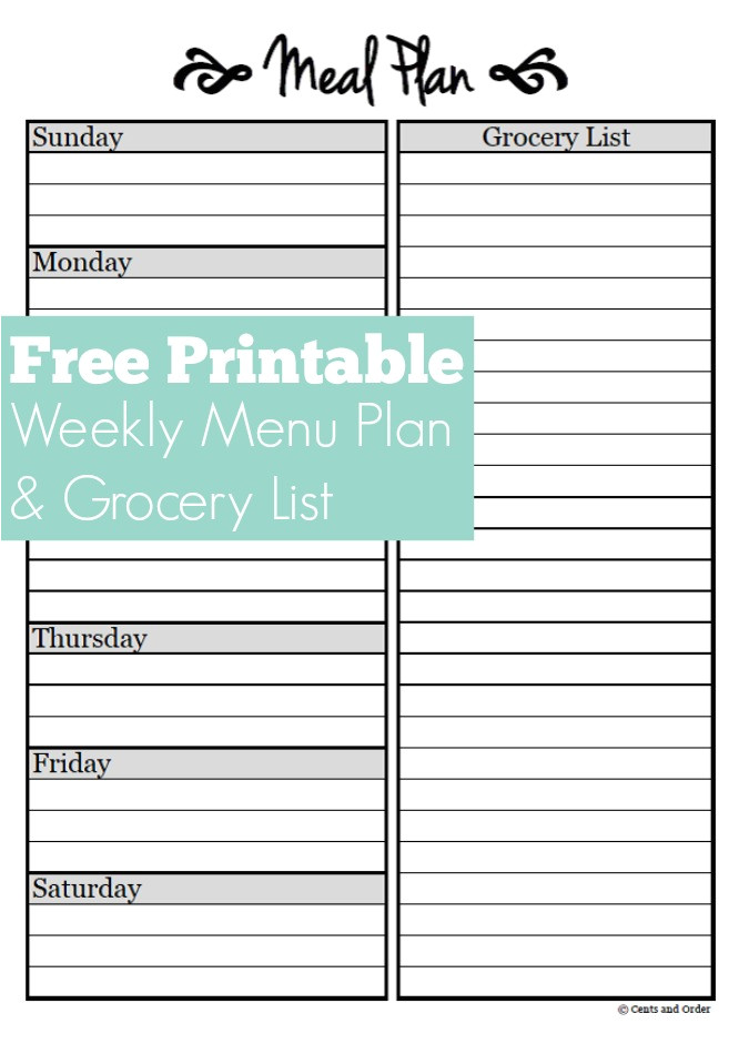 Lunch Roster Template Meal Planning Free Weekly Menu Planner Printable ...